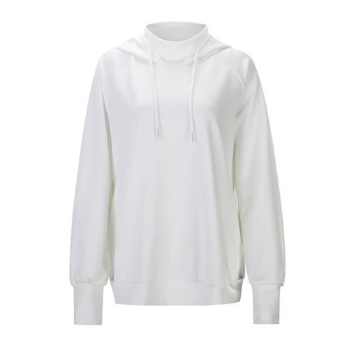 Hoodies for Women Mock Neck Sweatshirt Oversized Pullover Drawstring Casual Long Sleeve Y2k Fall Fashion Clothes White - image 3