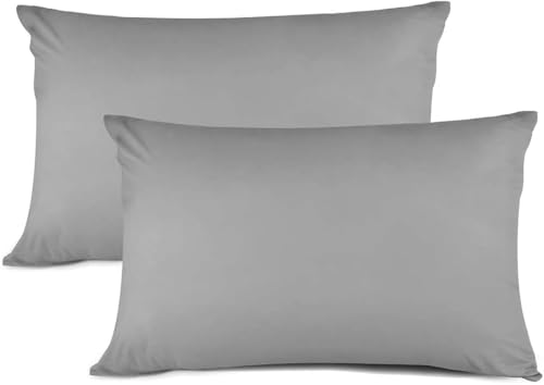 Pillow cases 2 Pack Soft Brushed Microfiber Envelope Closure (Grey Silver 2 PACK)