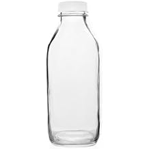 Fox Run Glass Classic Milk Bottle With Lid, 32 oz or 1 Quart Capacity