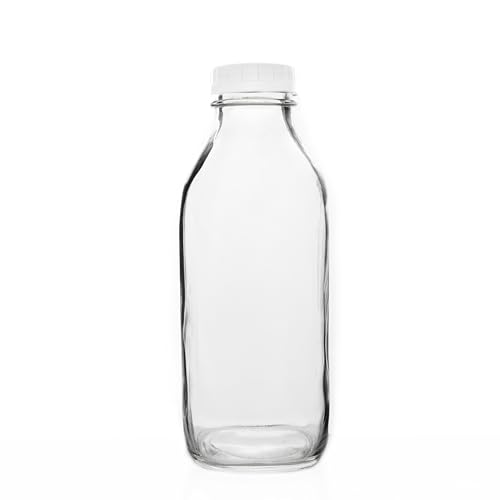 Image of Fox Run Glass Classic Milk Bottle With Lid, 32 oz or 1 Quart Capacity