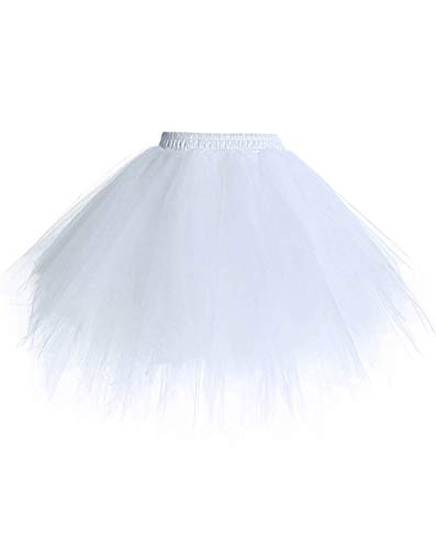 Timormode Saia de tule para mulher, tutu minissaia de patinadora para adultos, para dança, carnaval, fantasias, Branco