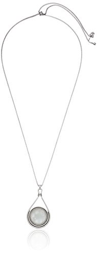 Lucky Brand Silver-Tone Round Stone Reversible 32" Pendant Necklace #TOP1