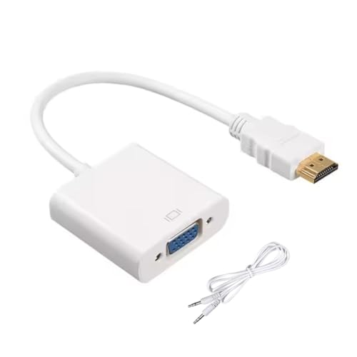 Image of Aliens HDMI to VGA Adapter High-Speed 1080P HDTV Converter Male to Female with Audio Cable for Computer, Desktop, Laptop, PC, Monitor, Projector, HDTV & Other Devices with HDMI (Pearl White)