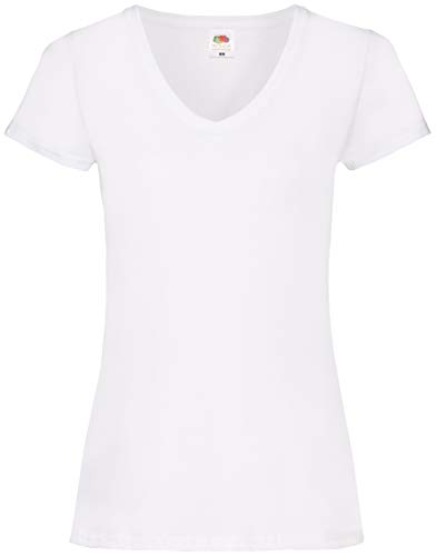 Lady-Fit Valueweight V-Neck T-Shirt von Fruit of the Loom Weiß M