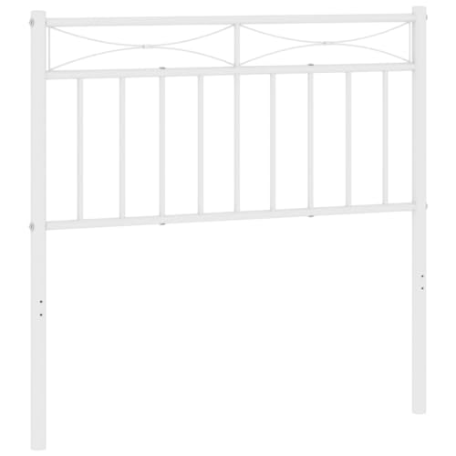 vidaXL Testiera in Metallo Bianco 90 cm, testiera Letto, Testata Letto, testiera Letto Singolo, Testata, testiera in Metallo, testiera Bianca