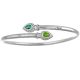 Sterling Silver Couple's Name & Birthstone Bangle Bracelet
