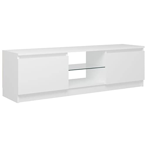 vidaXL-Mueble-para-TV-con-Luces-LED-Soporte-Mobiliario-Aparador-Estante-Salon-Sala-de-Estar-Dormitorio-Decoracion-Blanco-120x30x355-cm