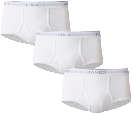 Hanes メンズ コットンホワイトブリーフ 快適なフレックスウエストバンド付き(3枚組)