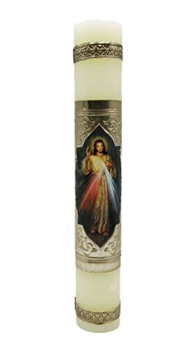 Gigi's Classy Kids Divine Mercy Cirio Paschal Candle Prayer Vela 9.5'' x 1.5'' Cirio Pascual Divina Misericordia