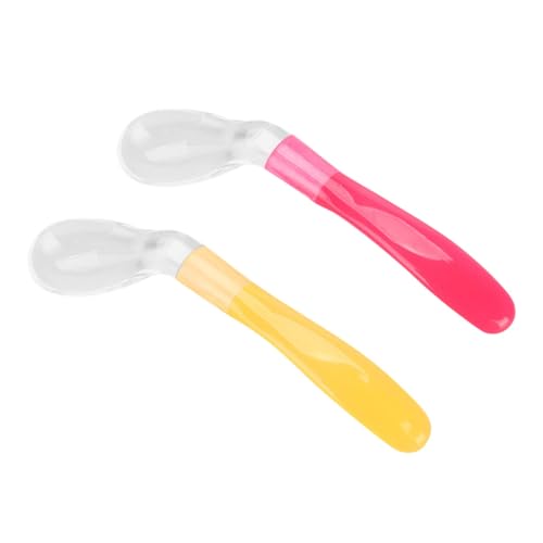 Beatifufu 2 Pack Baby Food Feeder Spoon Set Safe Silicone Spoons for Infants Soft Bending for Baby Feeding Forks Bowls