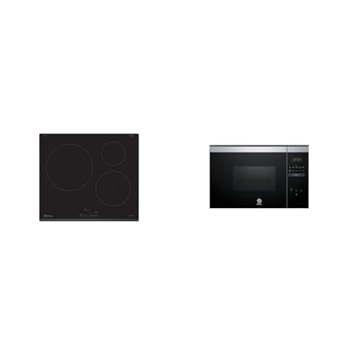 Balay 3EB865FR - Placa de inducción de 60 cm de ancho, bisel delantero, 3 zonas de inducción & 3CG4172X2 - Microondas electrónico, Encastrable sin marco, 38 cm, 20 l, 5 F, Aqualisis, Ap.