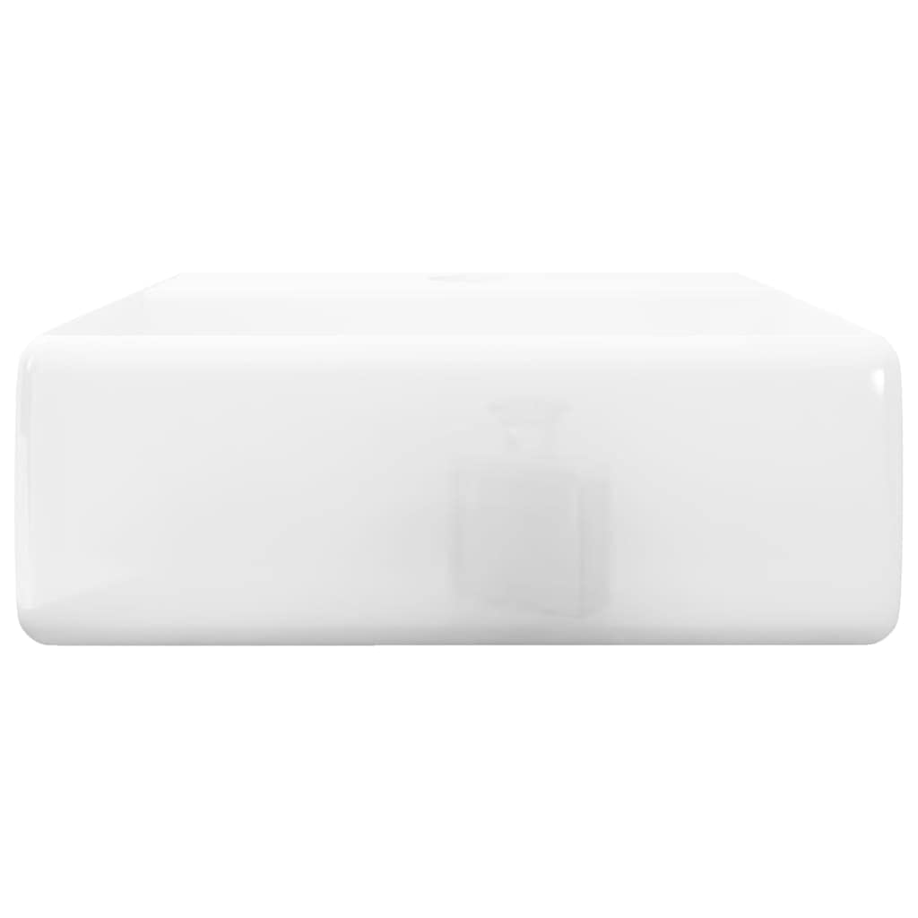 Lavabo cuadrado con agujero para grifo Cerámica Blanco Lavabo, Lavabo para colocar sobre el mostrador para cuarto de baño, WC de invitados, Hotel, WC