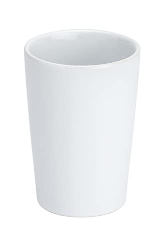 WENKO Zahnputzbecher Mod. Coni eleganter Zahnbürstenhalter Badezimmer Deko Bad Zubehör Zahnpflege Artikel Aufbewahrung Zahnbürste Zahnpasta stilvolle Optik Maße Ø 7,5 x 10,7 cm Keramik Weiß