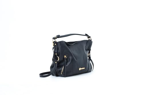 Image of Baroncelli Medium Italian Leather Tote Bag for Women - Pebbled Genuine Leather Handbag with Zipper - Made in Italy