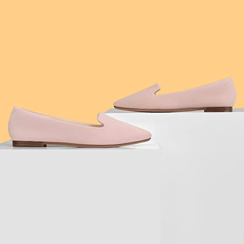 Image of MUSSHOE Black Flats for Women Pointed Toe-Comfortable Business Casual Work Shoes, Dressy Suede Slip On with Memory Foam for Office, Teacher & Standing All Day