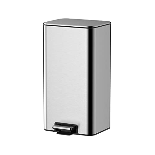 CJHFR472SG Cubo Basura Cocina Papelera de acero inoxidable for el hogar, 8L/12L/15L, sala de estar, dormitorio, oficina, papelera con cubierta Papelera Baño(Silver,15l)