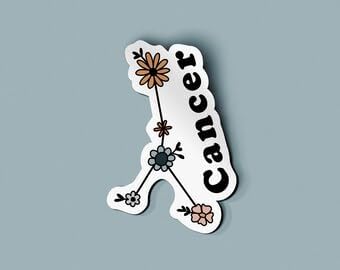 Cancer Floral Zodiac Sign Sticker