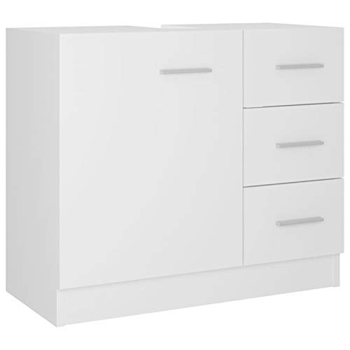 Tendia Mobile Sottolavabo per Bagno, Mobile Bagno Sottolavabo, Mobile a Terra Sottolavabo in Truciolato Bianco 63x30x54 cm