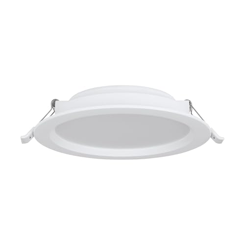 Eglo LED spot encastrable Idun-E, plafonnier à encastrer rond en plastique blanc, lampe de plafond encastrée, lumière blanc chaud, Ø 16,6 cm