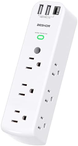 PUREVOLT 6 Outlet Workshop Power BAR with LED Lights and 2 USB Ports ...