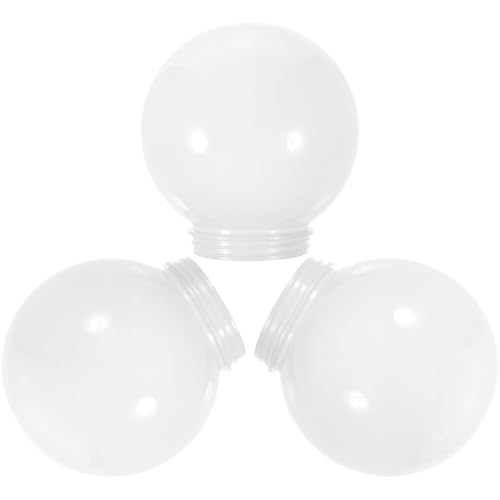 EXCEART 3 postes de lámparas acrílicas con cuello roscado, pantalla blanca, globo de luz de plástico redondo, cuello de tornillo, cubiertas de luz para ventilador de techo, 15 cm