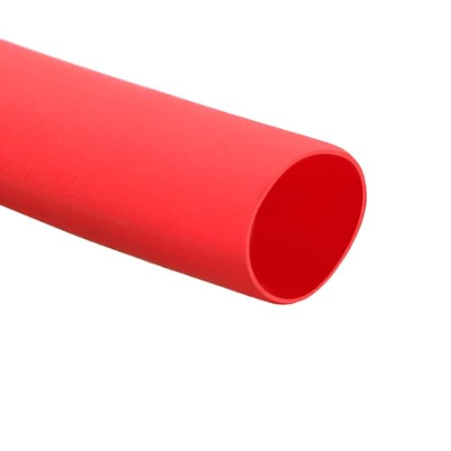 Image of Unifizz Heat Shrink Tubing 4mm Dia 7mm Flat Width 2:1 Ratio Shrinkable Tube Cable Sleeve 5m - Red