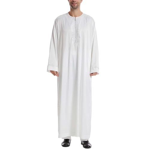 Kamis Hombre Musulmán Vestidos Musulmanes Oriente Medio Vestido De Oración Burka Abaya Camisa Marroquí Islámico Gandoura Traje Casa Kamis Ramadan Eid Manga Larga para Hombre Hombres Hombres De Gran