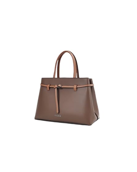 Image of Evara Women's Tote Handbag, Brown, 32x13x22 cm, with Belt Strap Detail