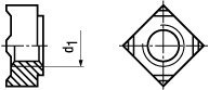 M8-1.25 Square Weld Nuts Four Weld projections, Steel (max. C 0,25%), DIN 928, (Quantity: 900), Steel (max. C 0,25%), Surface: Plain