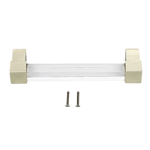 Yizisecceキャビネットプル、キッチンキャビネット、アクリル引き出しの引っ張り、シングルホールクリスタルハンドル、ドレッサーと食器棚のハードウェア、滑らかなグリップ、モダンなデザイン、耐久性があり、簡単にできる (穴の間隔128ゴールド)