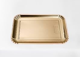 casaesport VASSOI CARTONE ORO N. 4 cm.21x29 CARTA DORATI RETTANGOLARI PER ALIMENTI pasticceria dolci mignon (150)