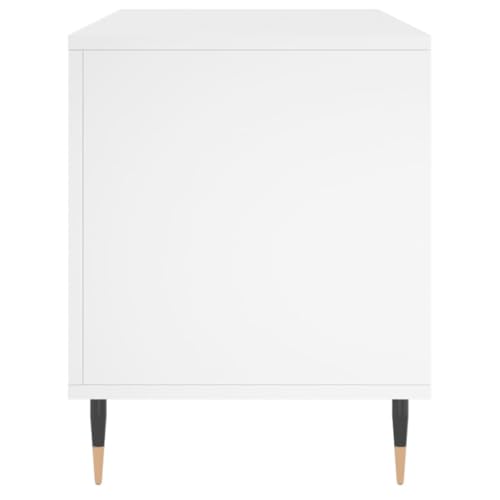 Support console audio vidéo stable en bois blanc et pieds robustes - 5