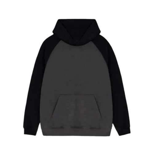 Men Contrasting Color Soft Heavy Hoodies Lazy Wind Loose Couple Sweatshirt