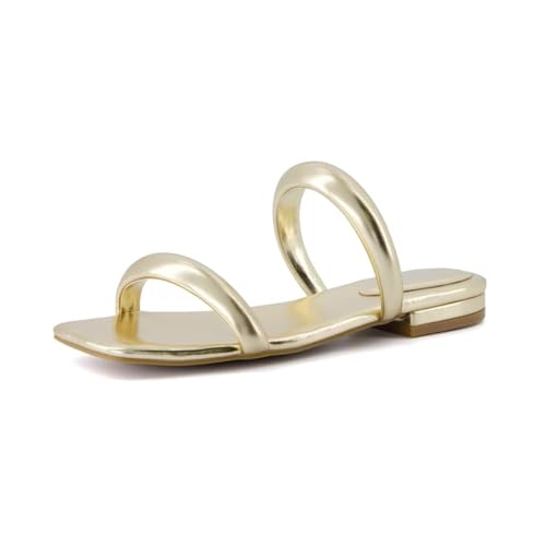 CUSHIONAIRE Women's Dazzle two band low block heel slide sandal +Memory Foam, Wide Widths Available