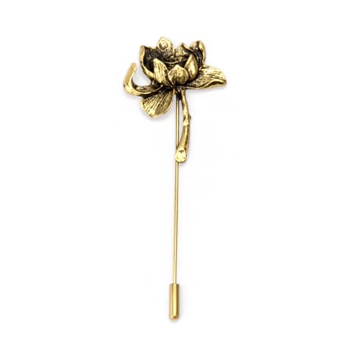 Image of wynameleri Men's Metalic Brooches and Pins, Gold Lapel Pin for Men, Shirt Stud Flower Deer Feather Pins