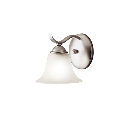 Image of Kichler 6719NI, Dover Reversible Glass Wall Sconce Lighting, 1 Light, 60 Total Watts, Brushed Nickel, 16.5-Inch