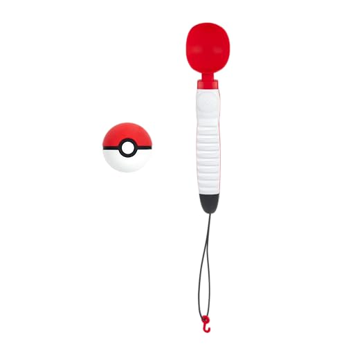 Pokémon JPT1564 - Pokéball, ausfahrbarer Ballwerfer für Hunde - portables Wurfgerät mit Riemen und 6 cm großem Gummiball
