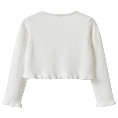 Girls Open Front Bolero Shrug Kids Long Sleeve Cropped Rufffled Cardigan Knit Sweater Tops2