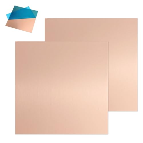 MIGUBIGU 2 Pieza Placa de Cobre 0.5 mm x 150 mm x 150 mm, Hojas de Cobre Pureza del 99%, Láminas de Cobre Para Joyas Bricolaje Artesanías Modelo Pintura, Sin Arañazos
