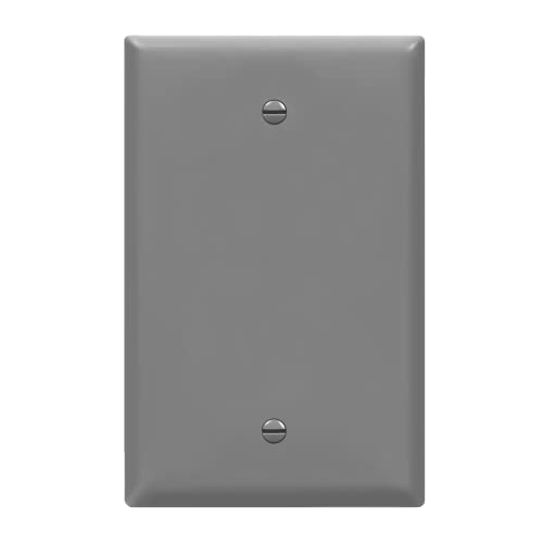 Image of ENERLITES Mid-Size Blank Wall Plate Cover, No Device, 1-Gang, 1 Pack, Gray | Medium size 4.88 inch x 3.11 inch, cover unused electrical box /outlet /switch, unbreakable polycarbonate, UL-listed, easy to install