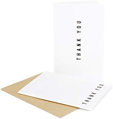 Verbaa 100 Premium Paper Thank You Cards With Self-Seal Envelopes - 2 Designs of Elegant Modern Thank You Cards For Any Occasion - Wedding, Engagement, Funeral, Graduation, Business (100-pack)