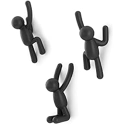 Percheros De Pared Umbra Buddy Ganchos de pared, juego de 3, Negro, 1