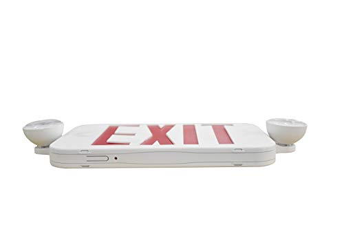 Lit-Path Led Combo Emergency Exit Sign With 2 Adjustable Head Lights And Back Up Batteries- Us Standard Red Letter Emergency Exit Lighting, Ul 924 And Cec Qualified, 120-277 Voltage, 1-Pack #TOP3