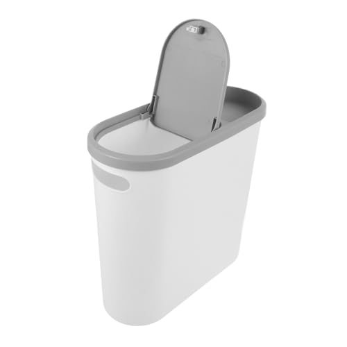 Caneca de basura rectangular blanca con tapa de presión