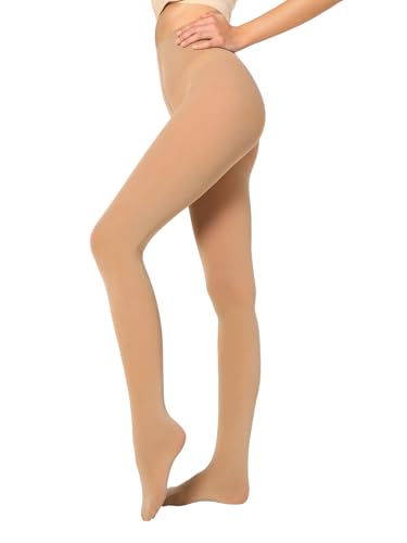 Image of Women's 80 Denier Semi Opaque Tights High Waist Soft Solid Color Footed Pantyhose