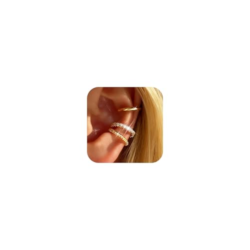 Image of Ear Cuffs Non Piercing 14K Gold Plated Ear Cuff Earrings for Women Trendy Clip on Cartilage Earring Stacks Non Pierced Adjustable Fake Earrings Set Jewelry Christmas Gift 2026 Stocking Stuffers