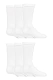 SockShop Kids Bamboo School Socks - Boys Girls Plain Striped Breathable, Soft, Cooling Socks Comfort Cuff Smooth Toe Seams 6 Pairs White 12.5-3.5 Kids (8-12 Years)