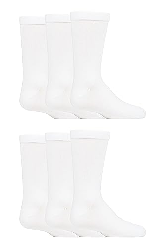 SockShop Kids Bamboo School Socks - Boys Girls Plain Striped Breathable, Soft, Cooling Socks Comfort Cuff Smooth Toe Seams 6 Pairs White 9-12 Kids (4-7 Years)