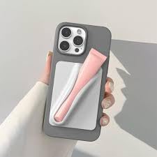 Case Creation Silicone Lip Balm Holder, Universal Adhesive Back Stick-On Case for iPhone and Android (Grey)