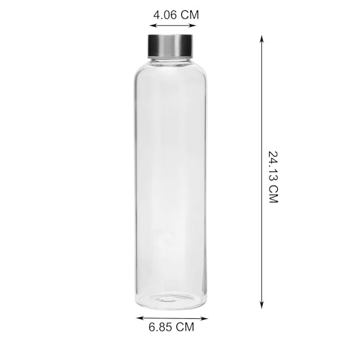Image of SIMPARTE Borosilicate GlassWater Bottles 500ml | Leak-Proof, Freezer Safe, Wide Mouth | Stainless Steel Cap | Ideal for Office, School, Travel | Set of 3